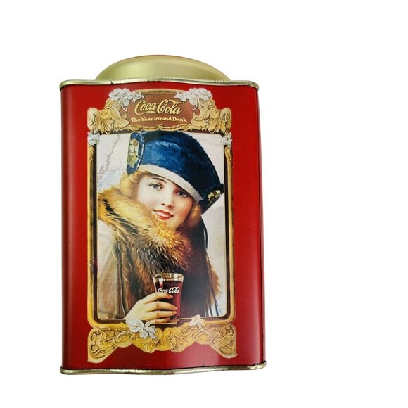 Coke Coca-Cola Tin Container with Lid Vintage1920's Theme Old Fashioned Ladies - Picture 6 of 7